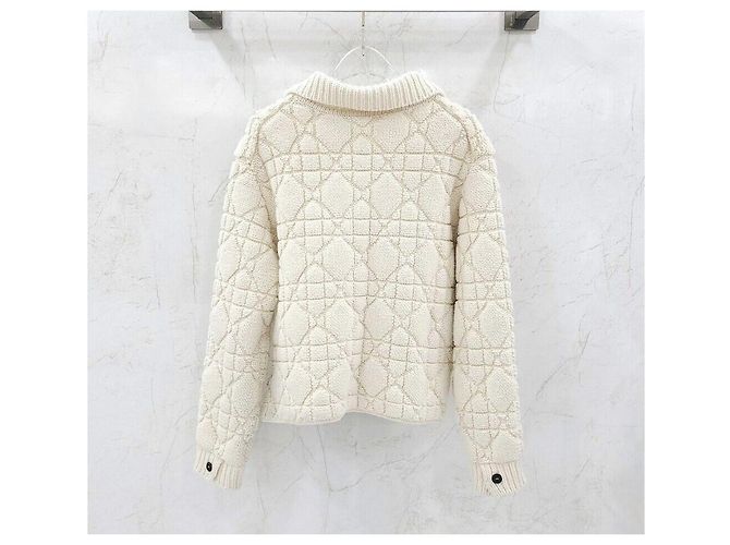Dior Technische Woll-Kaschmir-Strickjacke Weiß - Ansicht 2
