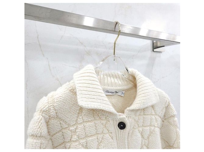 Dior Technische Woll-Kaschmir-Strickjacke Weiß - Ansicht 3
