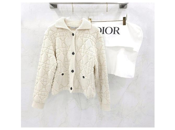 Dior Technische Woll-Kaschmir-Strickjacke Weiß - Ansicht 6