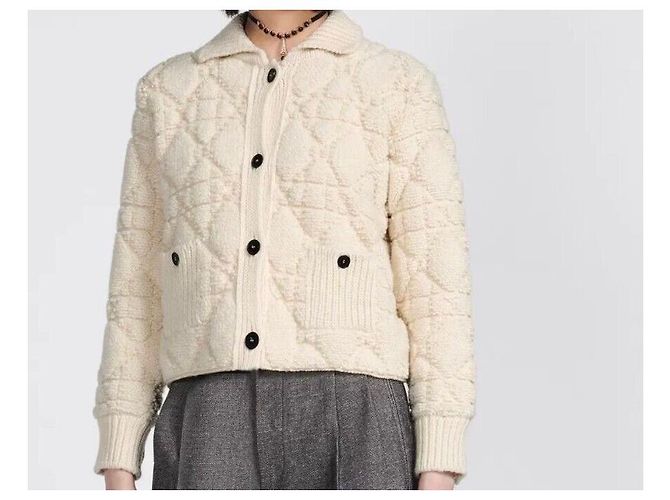 Dior Technische Woll-Kaschmir-Strickjacke Weiß - Ansicht 7