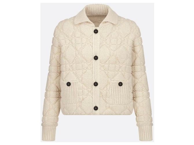 Dior Technische Woll-Kaschmir-Strickjacke Weiß - Ansicht 8