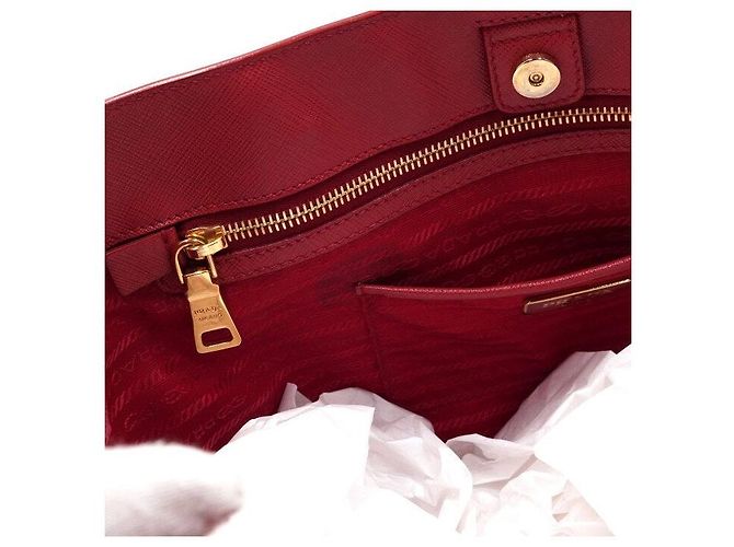 Prada Borsa Tote Lux Saffiano Rossa - vista 7