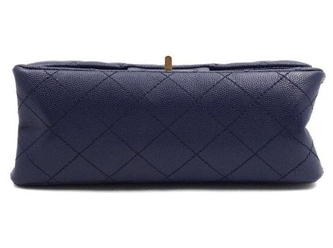 2.55 Chanel Mini Borsa a Spalla Caviar Navy con Catena Dorata Blu - vista 7
