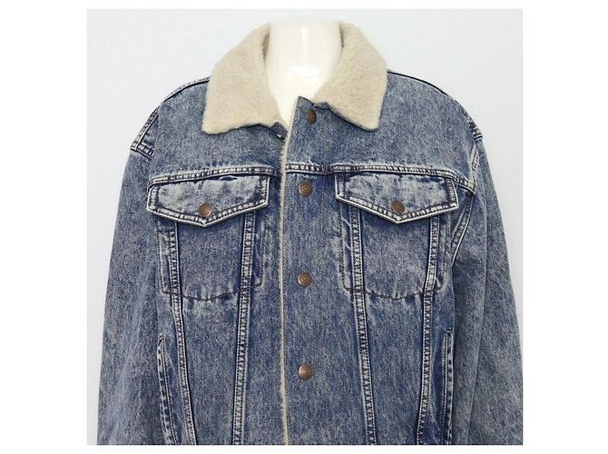 Céline Chaqueta trucker de denim con flecos de shearling - vista 2
