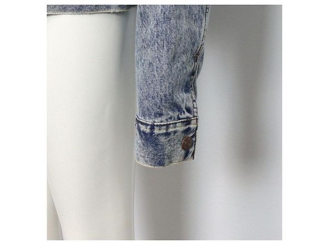 Céline Chaqueta trucker de denim con flecos de shearling - vista 3
