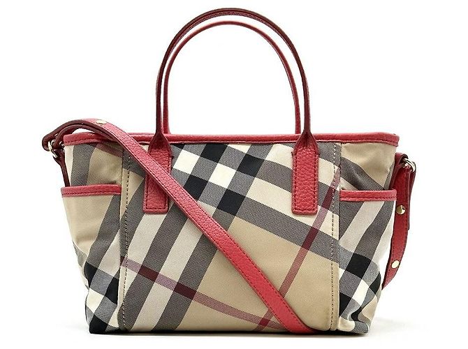 Burberry Zwei-Wege-Canvas-Tasche Rot - Ansicht 3
