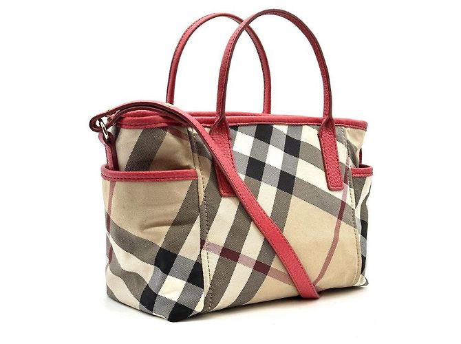 Burberry Zwei-Wege-Canvas-Tasche Rot - Ansicht 4