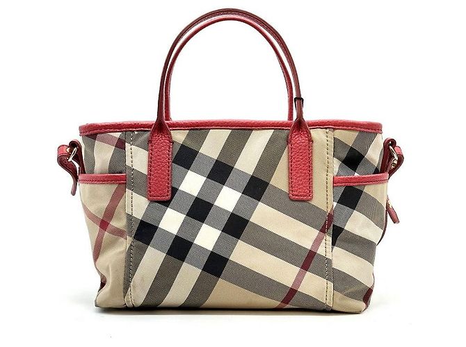 Burberry Zwei-Wege-Canvas-Tasche Rot - Ansicht 5
