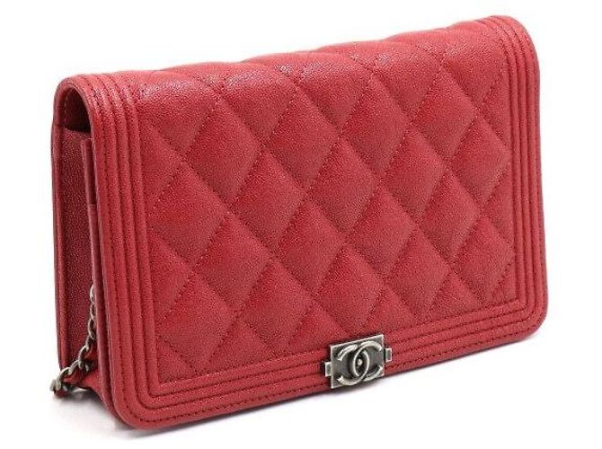 Chanel Borsa a tracolla e a spalla WOC Boy in caviar rosso - vista 3