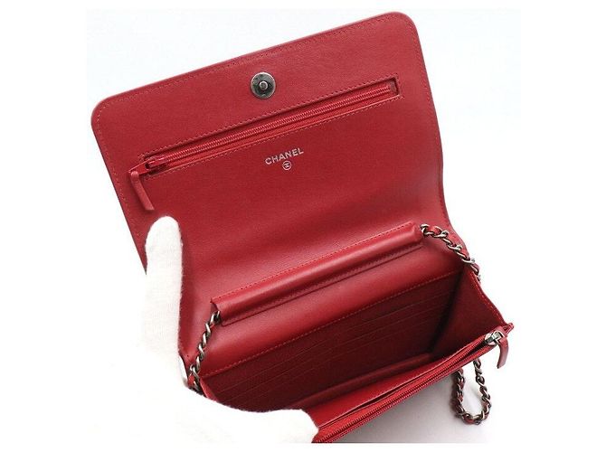 Chanel Borsa a tracolla e a spalla WOC Boy in caviar rosso - vista 5