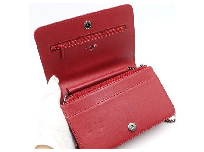 Chanel Borsa a tracolla e a spalla WOC Boy in caviar rosso - vista 6
