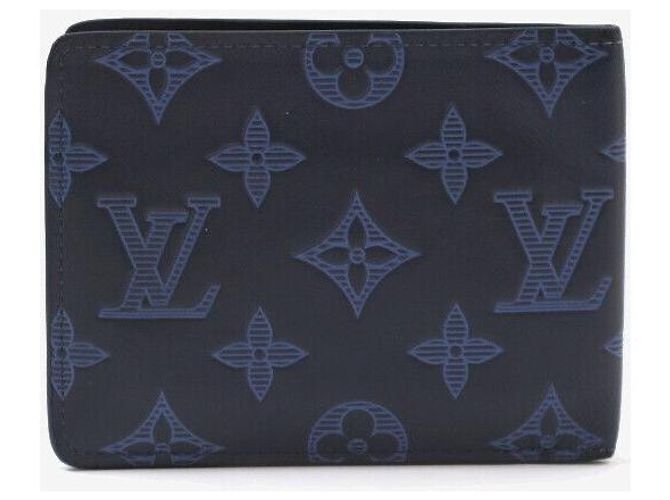 Louis Vuitton Portefeuille Bi-fold Multiple Wallet Monogram Shadow Navy Blue - vue 3