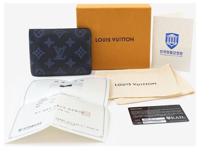 Louis Vuitton Portefeuille Bi-fold Multiple Wallet Monogram Shadow Navy Blue - vue 8