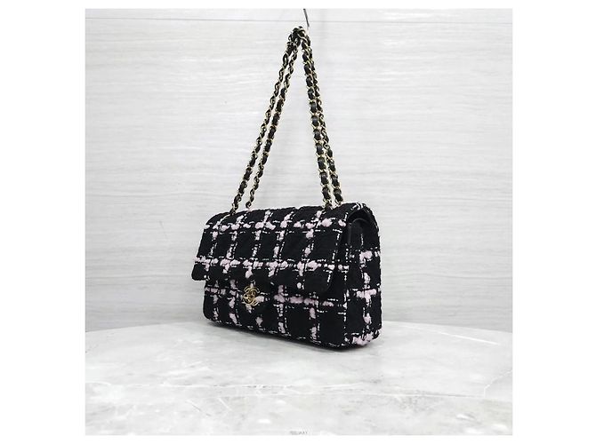 Chanel Borsa Classic Medium Flap in Tweed Rosa - vista 2