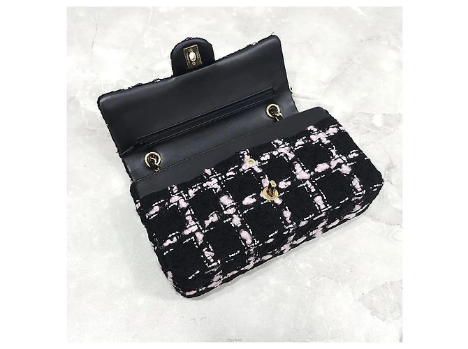 Chanel Borsa Classic Medium Flap in Tweed Rosa - vista 5