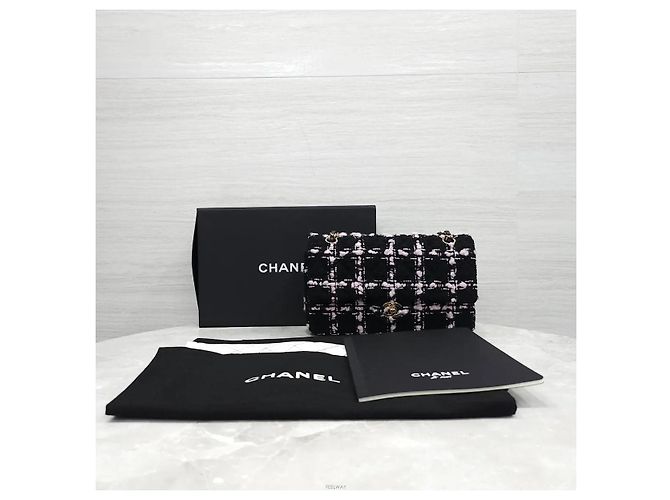 Chanel Borsa Classic Medium Flap in Tweed Rosa - vista 9