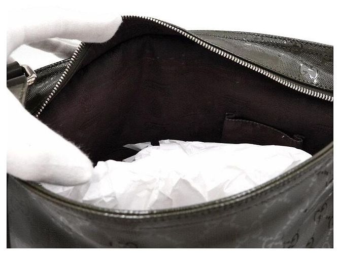Gucci Borsa a tracolla da uomo in PVC kaki con stampa logo GG - vista 6