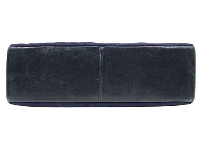 Chanel Borsa a tracolla trapuntata in tessuto blu navy con catena CC - vista 4
