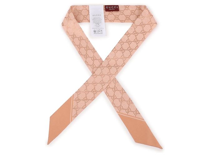 Gucci Sciarpa in nastro di seta stampata Rosa - vista 5