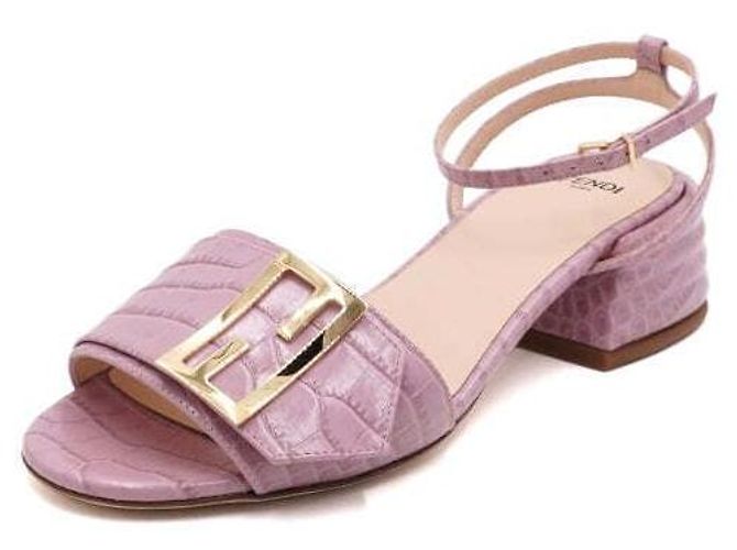 Fendi Sandali in pelle rosa con logo FF dorato - vista 2