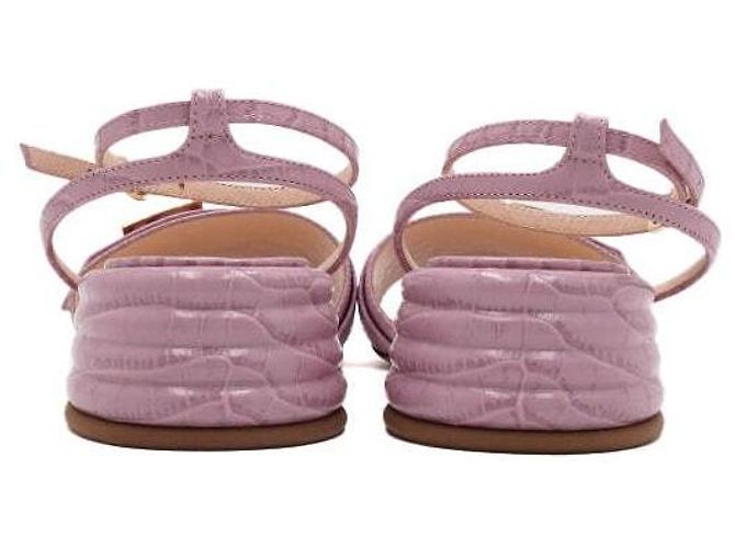 Fendi Sandali in pelle rosa con logo FF dorato - vista 6