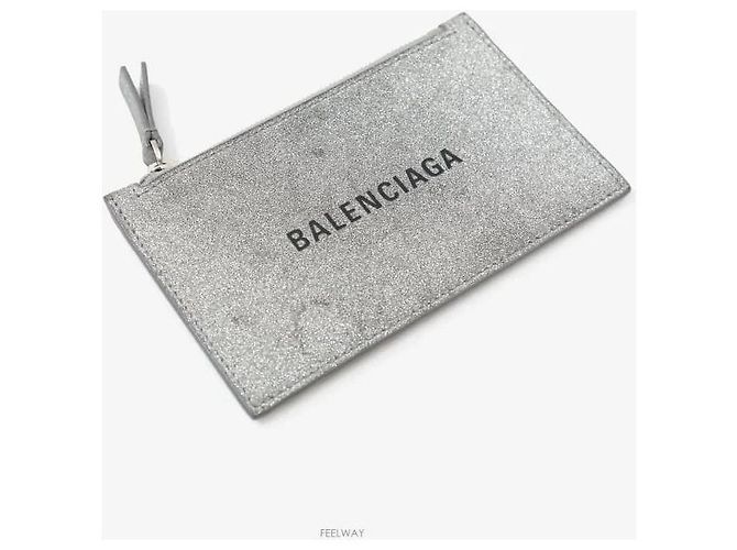 Balenciaga Silver Glitter Kartenhalter Silber - Ansicht 5