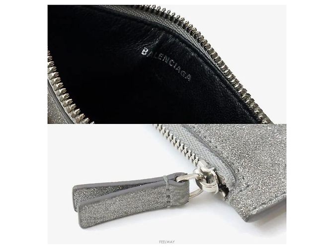Balenciaga Silver Glitter Kartenhalter Silber - Ansicht 7