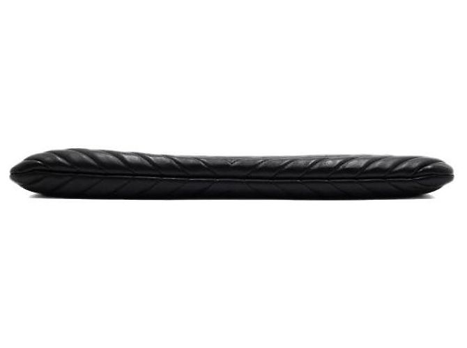 Chanel Bolso de mano grande Chevron CC en piel de cordero negra y dorada Negro - vista 7
