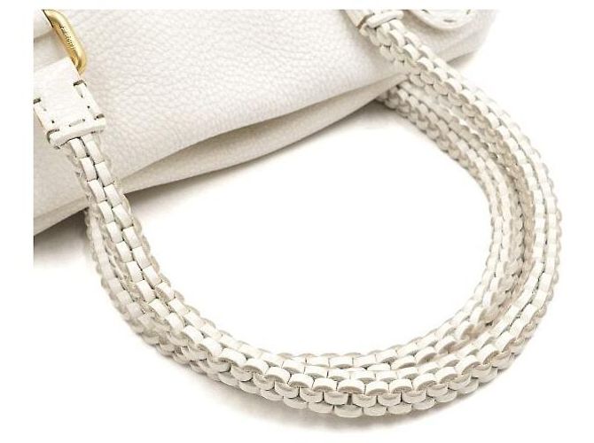 Fendi Bolsa Tote e Bolsa de Ombro em Couro Branco com Alça Trançada Selleria - vista 10
