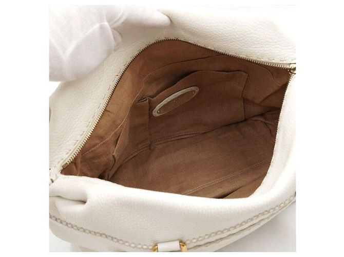 Fendi Bolsa Tote e Bolsa de Ombro em Couro Branco com Alça Trançada Selleria - vista 5