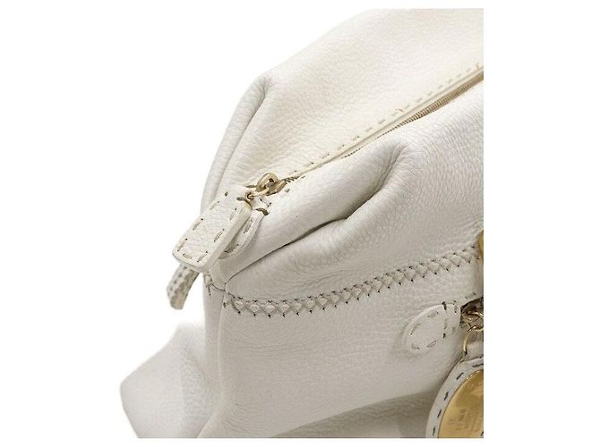Fendi Bolsa Tote e Bolsa de Ombro em Couro Branco com Alça Trançada Selleria - vista 6