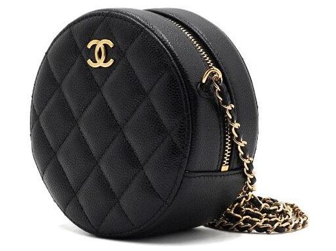 Chanel Mini borsa a tracolla rotonda in caviar classico con catena COCO Nero - vista 3