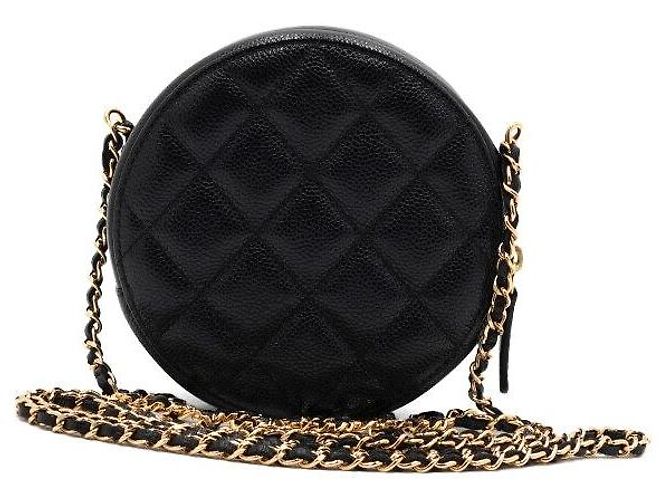 Chanel Mini borsa a tracolla rotonda in caviar classico con catena COCO Nero - vista 5