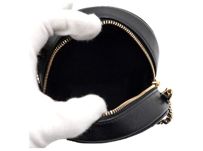 Chanel Mini borsa a tracolla rotonda in caviar classico con catena COCO Nero - vista 6