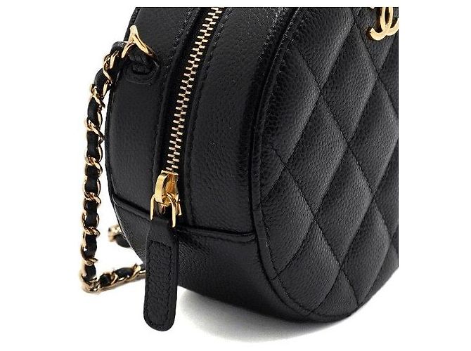 Chanel Mini borsa a tracolla rotonda in caviar classico con catena COCO Nero - vista 8