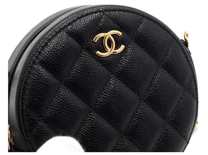 Chanel Mini borsa a tracolla rotonda in caviar classico con catena COCO Nero - vista 9