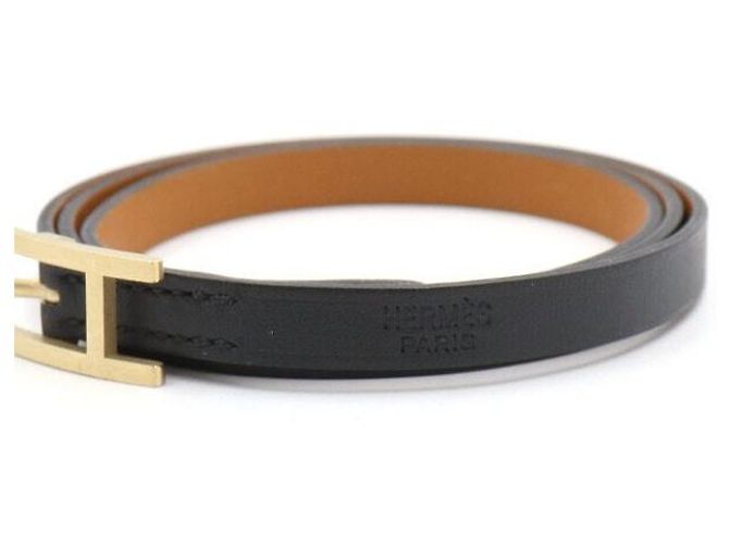 Hermès Pulsera de doble vuelta en cuero negro para mujer - vista 4