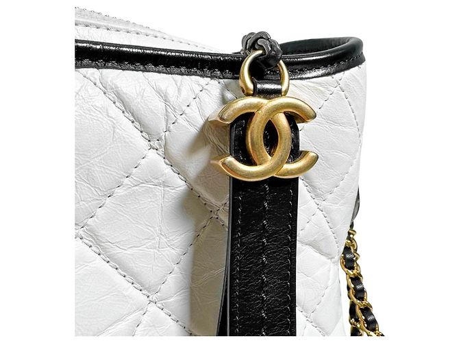 Chanel Borsa Gabrielle Hobo Borsa a Spalla Grande Bianco Nero - vista 11