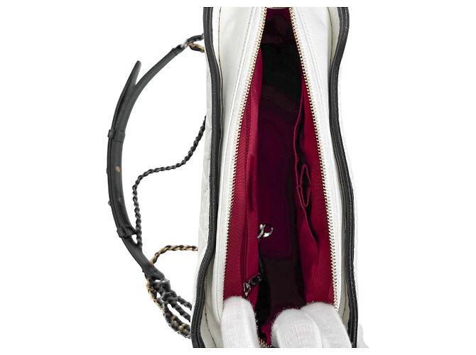 Chanel Borsa Gabrielle Hobo Borsa a Spalla Grande Bianco Nero - vista 13