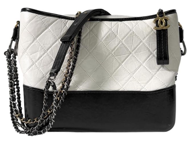Chanel Borsa Gabrielle Hobo Borsa a Spalla Grande Bianco Nero - vista 2