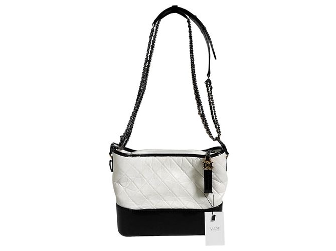 Chanel Borsa Gabrielle Hobo Borsa a Spalla Grande Bianco Nero - vista 4