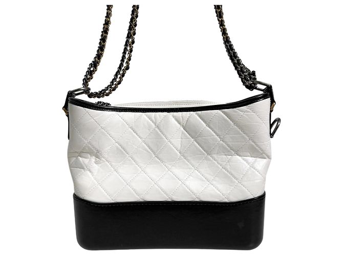 Chanel Borsa Gabrielle Hobo Borsa a Spalla Grande Bianco Nero - vista 9