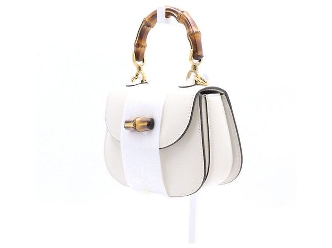 Bamboo Gucci Mini borsa tote e borsa a tracolla da donna con manico in bambù Bianco - vista 2