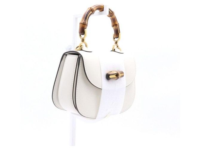 Bamboo Gucci Mini borsa tote e borsa a tracolla da donna con manico in bambù Bianco - vista 3