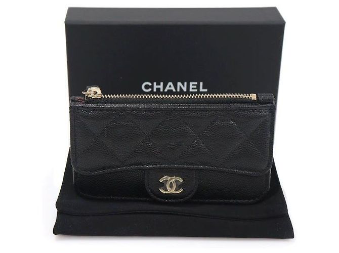 Chanel Portacarte classico con logo CC in caviar nero - vista 2