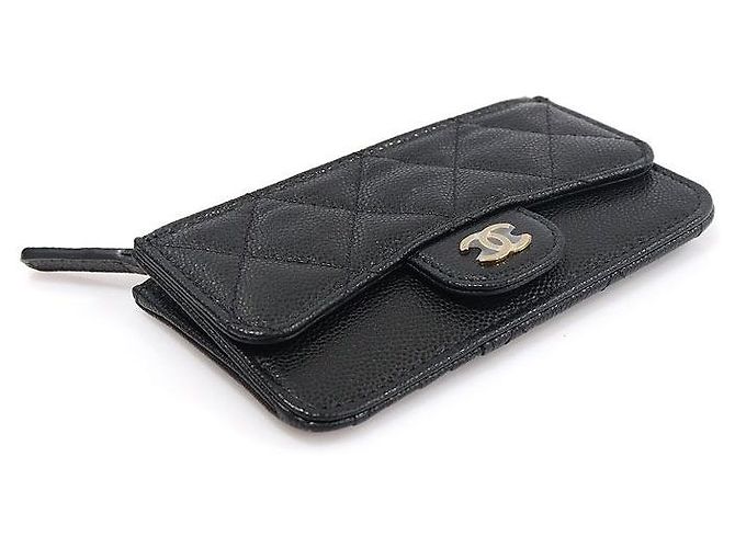 Chanel Portacarte classico con logo CC in caviar nero - vista 4