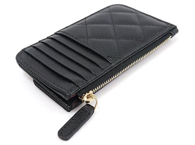 Chanel Portacarte classico con logo CC in caviar nero - vista 5