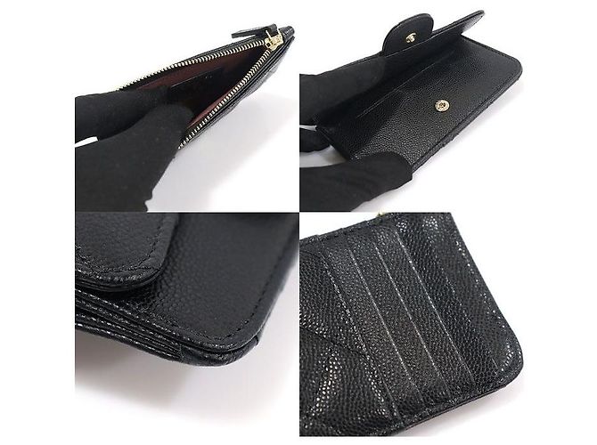 Chanel Portacarte classico con logo CC in caviar nero - vista 6