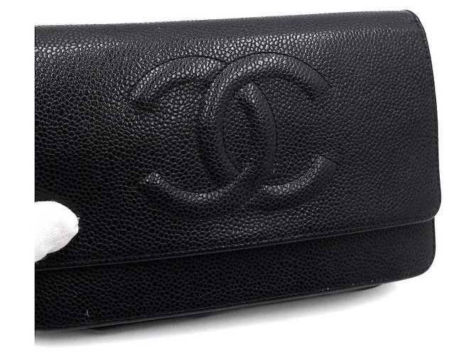 Chanel Portafoglio con catena Timeless in Caviar nero - vista 10