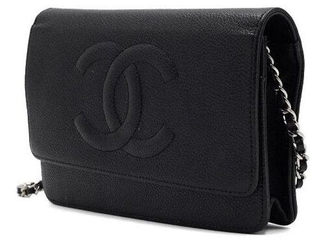 Chanel Portafoglio con catena Timeless in Caviar nero - vista 2